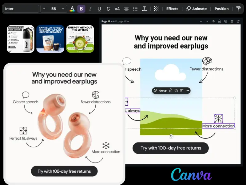 Editing an ad in Canva