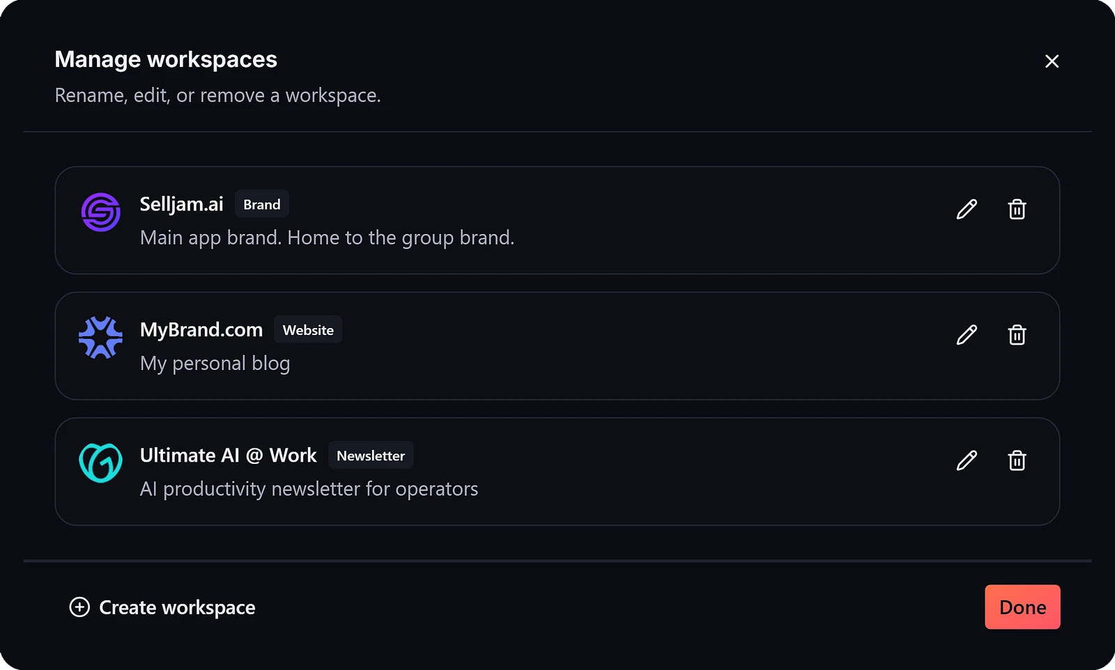 Multiple Brands screenshot