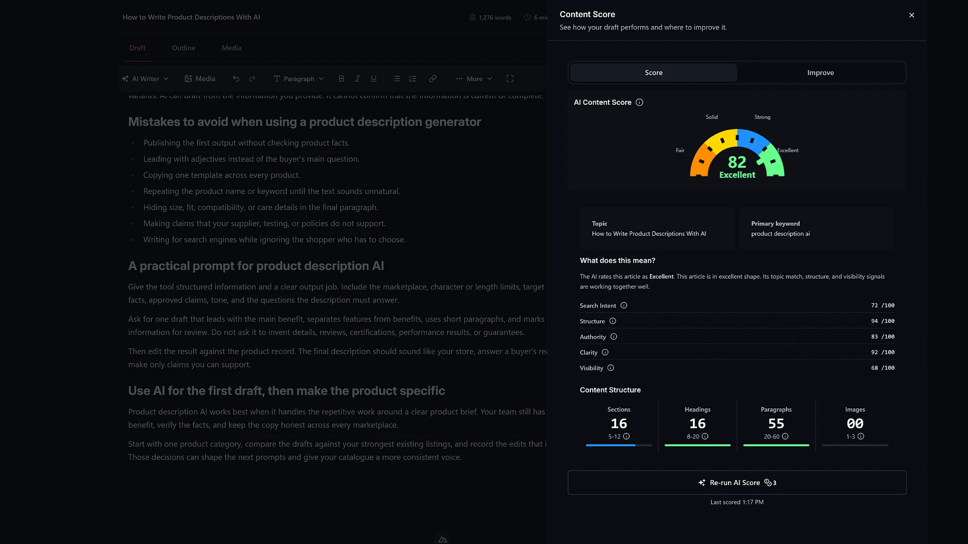 Content Scoring screenshot