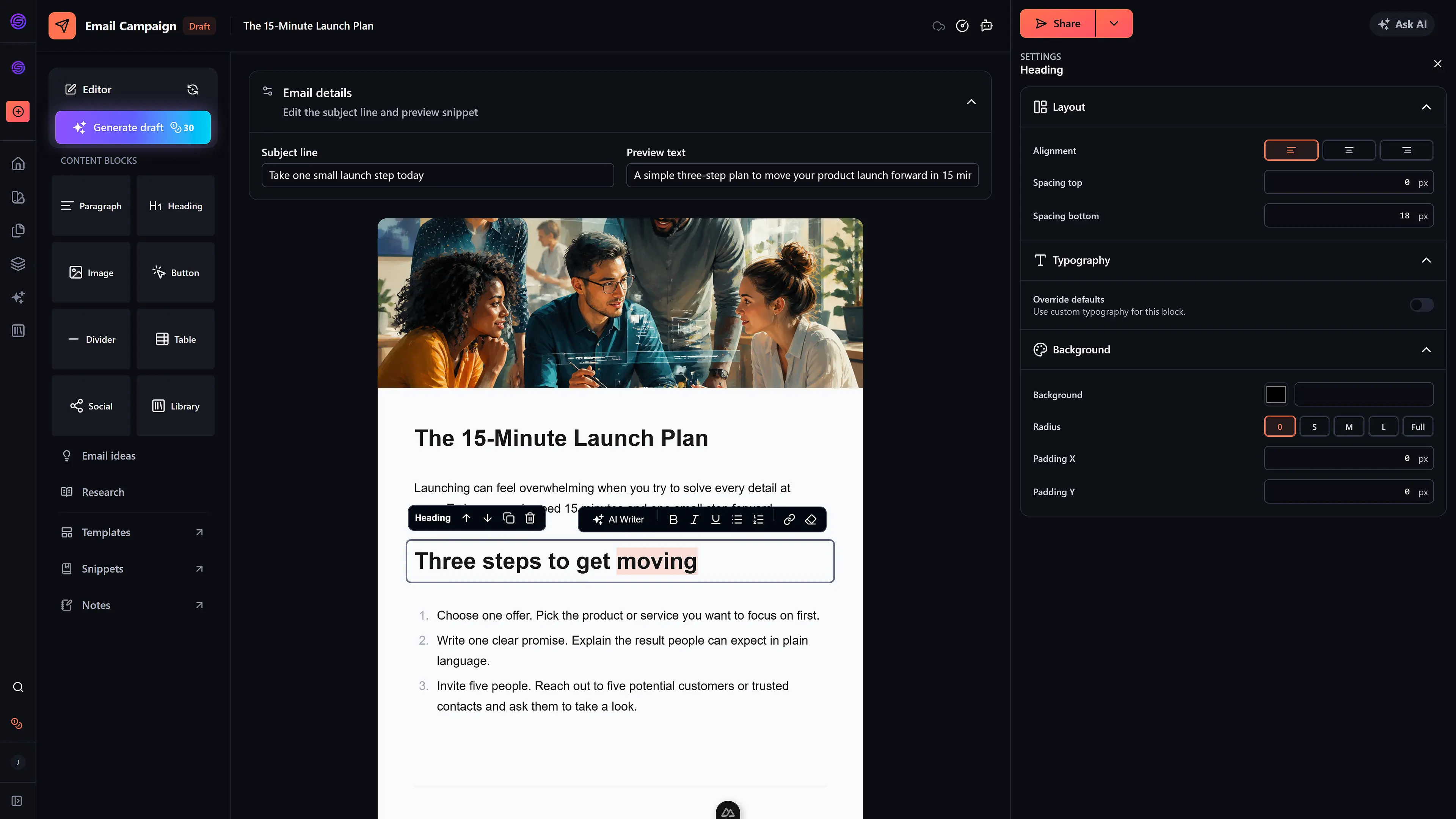 Email Campaign Builder screenshot