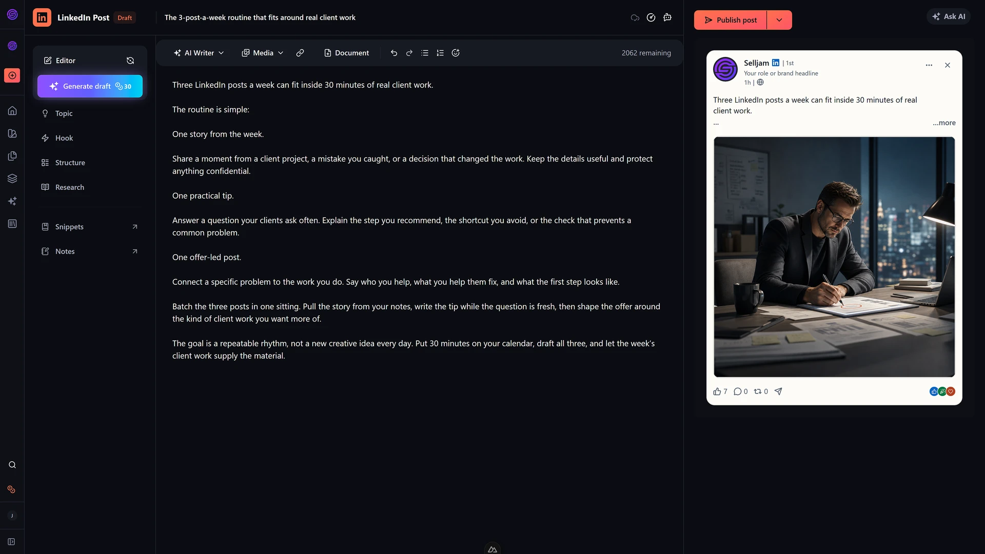 LinkedIn Post Generator screenshot