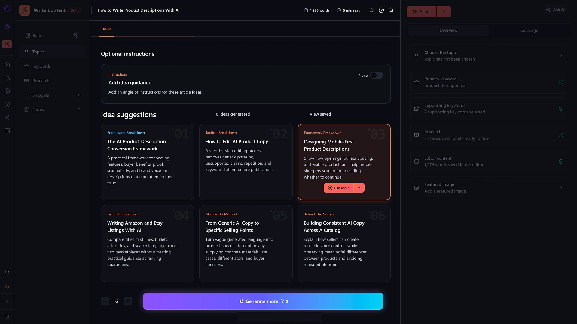 Content Idea Generator screenshot