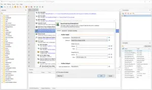 Winautomation example of an Excel read from sheet function
