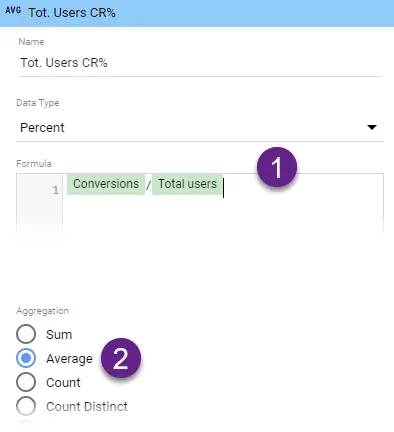 looker studio conversion rate custom field